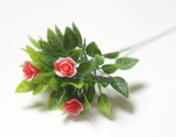 Искусственные цветы, Ветка пластиковая роза (1010237) красный