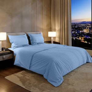 Комплект постельного белья Шпинель небесный страйп-сатин