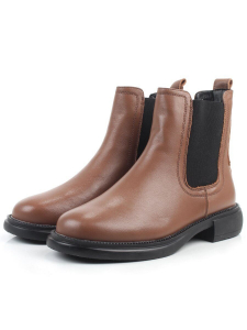 01-XKL21-137R BROWN Ботинки демисезонные женские (натуральная кожа, байка)