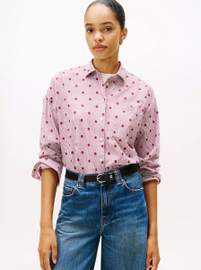 Relaxed Polka-Dot Poplin Jacquard Shirt
