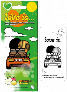 Ароматизатор воздуха LOVE IS... - ЯБЛОКО-ЛИМОН подвесной картонный