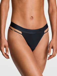 Logo Cotton Strappy Thong Panty