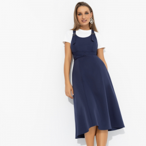 Сарафан с регулируемыми лямками, Смелее, чем вчера (синий, с поясом)