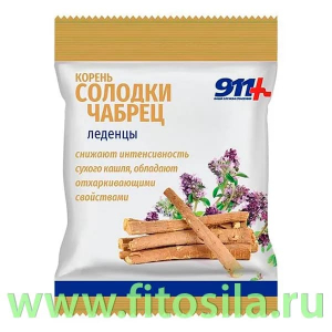 911, Леденцы корень солодки, чабрец, витамин С, 50 г БАД
