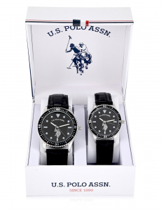 HIS AND HERS CLASSIC BLACK STRAP WATCH SET