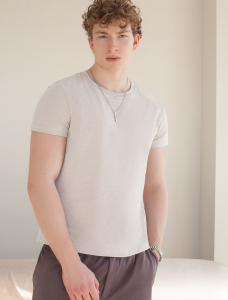 Футболка slim fit из премиального хлопка с эффектом меланж