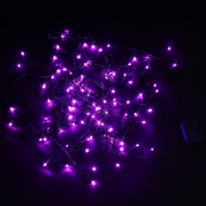 Гирлянда 100 LED 9 м зелёный провод розовая