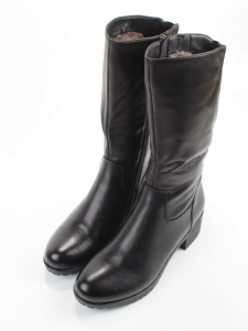 M25-26 BLACK Ботинки зимние женские (натуральная кожа, натуральный мех)