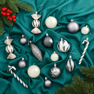 Ёлочные игрушки «Зимняя радость», шары новогодние, набор 40 шт., серебристо-белый