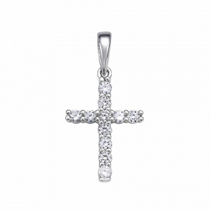 Подвеска с фианитом родированная серебро 925*