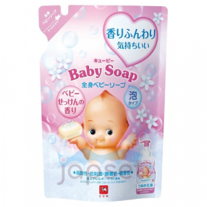 Kewpie Детское мыло-пенка увлажняющая, для волос и тела, с первых дней жизни, без слез, аромат детского мыла, мягкая упаковка, 350 мл