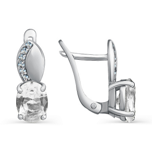 Серьги с фианитом родированные серебро 925*