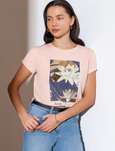 Свободная футболка с принтом из премиального хлопка с эластаном