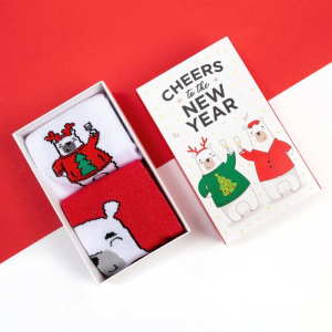 Носки женские новогодние KAFTAN «Мишка» размер 36-39 (23-25 см), набор 2 пары