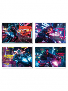 Альбом для рисования А4, 32 листа, на гребне «Неоновый драйв», блок офсет 100 г/м?, МИКС