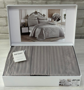 КПБ EFOR STRIPE SATIN A-01 светло-серый (коробка)
