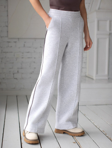 Теплые прямые брюки из эластичного футера трехнитки с начесом