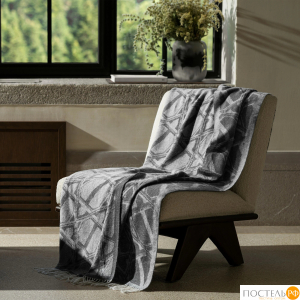 TOGAS РЕНЦО серый/белый, Плед 130х180, 1пр,  шерсть мериноса/ хлопок/ модал, 220г/м2