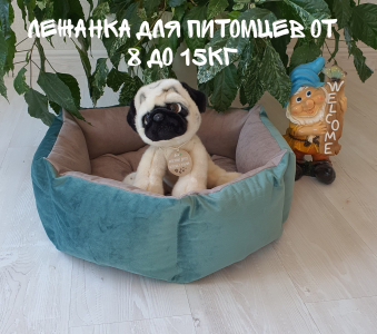 Лежанка бархат бирюза D-60