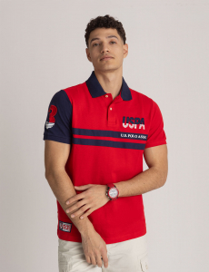 USPA COLOR BLOCK PIQUE POLO SHIRT