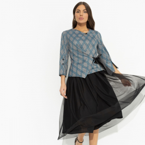 Костюм с юбкой из сетки на подкладе, Больше чем стиль (2 в 1, green)