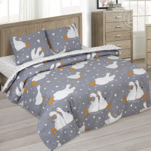Постельное белье Гусиные лапки с наволочками 50х70 (поплин DE LUXE)