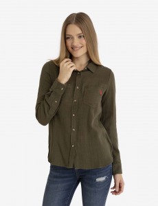 TEXTURED BUTTON-UP LONG SLEEVE SHIRT
