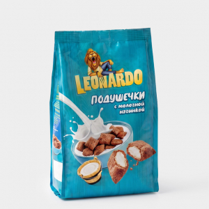 «Leonardo», готовый завтрак «Подушечки с молочной начинкой», 250 г