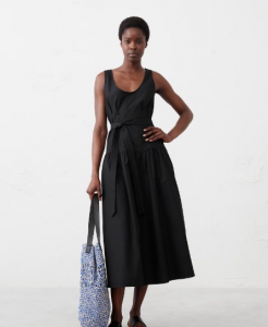 Poplin Corset Waist Midi Dress