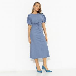 Платье с драпировкой и воланами, Прямое попадание (голубое)