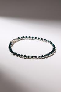 Браслет со стразами «Сияй» тонкая нить, цвет морской в серебре, 18 см
