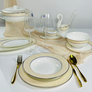 145-001 Обеденный сервиз 28пр. в под.уп. ЖЕМЧУЖИНА (х2) Костяной фарфор.