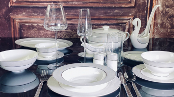 145-518 Обеденный сервиз 105пр. СЕРЕБРЯНАЯ СИМФОНИЯ  в под.уп.(х0,5)Костяной фарфор