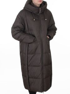 8891 GRAY/BROWN Пальто зимнее женское (200 гр. холлофайбер)