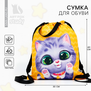 Мешок для обуви «Малыш котёнок» два вида ручек, 31?41 см