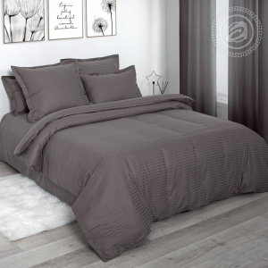 Постельное белье Пепельный (полоса) (страйп-сатин)