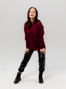 Джемпер из льна 4-284 вишня