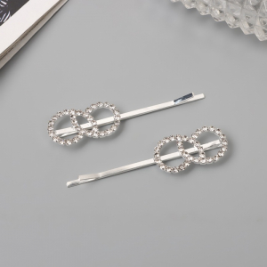 Невидимки для волос «Хайди», набор 2 шт., круги, 6 см, серебро