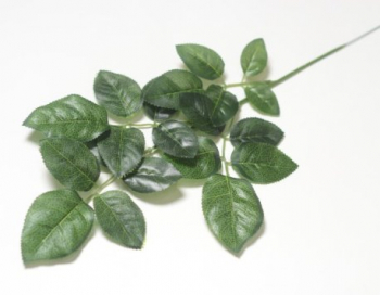 Искусственные цветы, Ветка кустовая лист розы 15 листьев (1010237) зеленый