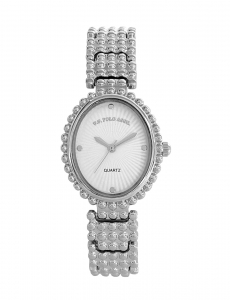 LADIES OVAL FACE SILVER ANALOG WATCH