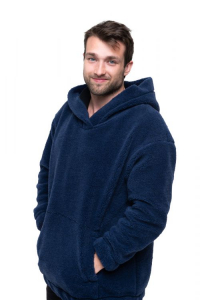 Толстовка мужская из овечьей шерсти оверсайз HOT TREND (с капюшоном, цвет Индиго) цвет СИНИЙ