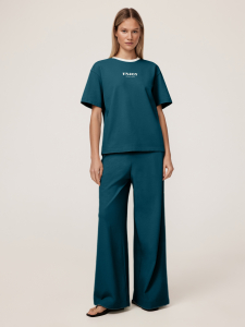 Хлопковая футболка с кантом и принтом