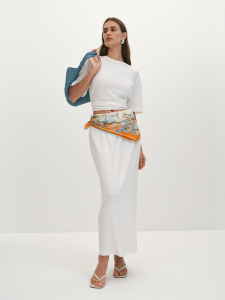 Длинная юбка из плетеного трикотажа с эффектом вязаного