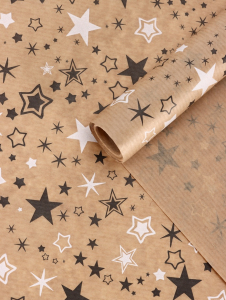 Бумага упаковочная крафт «Звезды», белый/графитовый, 0.72?10±5% м, 40 г