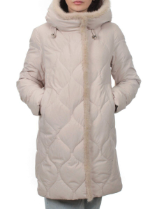 310 BEIGE Пальто зимнее стеганое женское (200 гр. холлофайбер, натуральная норка)