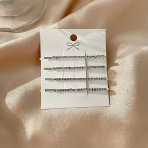 Невидимки для волос со стразами 4 шт. СЕРЕБРО