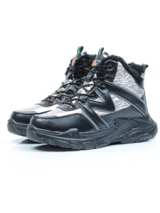 8526-3 BLACK Ботинки женские зимние (искусственные материалы)