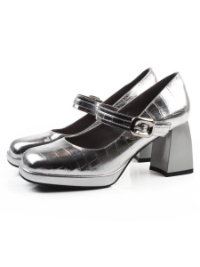 06-A126A-749C GREY/SILVER Туфли женские (натуральная кожа)