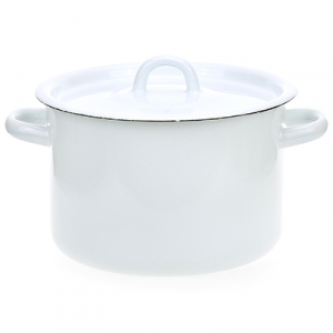 Кастрюля эмалированная 3л, цилиндрическая форма, металлическая крышка, белый (Россия)