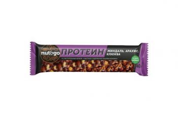 «Nut&Go», батончик Protein миндаль, арахис, клюква, 36 г (упаковка 18 шт)